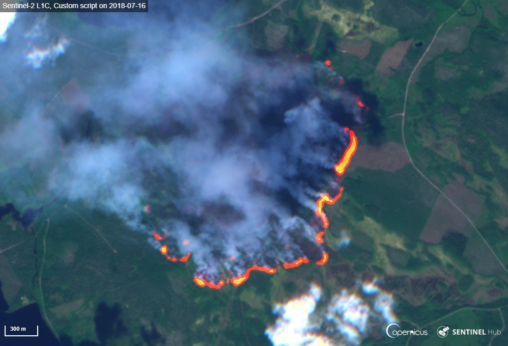 The "new normal" - a large number of a forest fires in winter. By early March 2019, the European Forest Fire Information System reported that the number of fires in Europe reached a level usually recorded in August. Above: Forest fire in Hammarstrand (Image: European Union. Contains Sentinel data 2018, processed by the Copernicus Support Office)