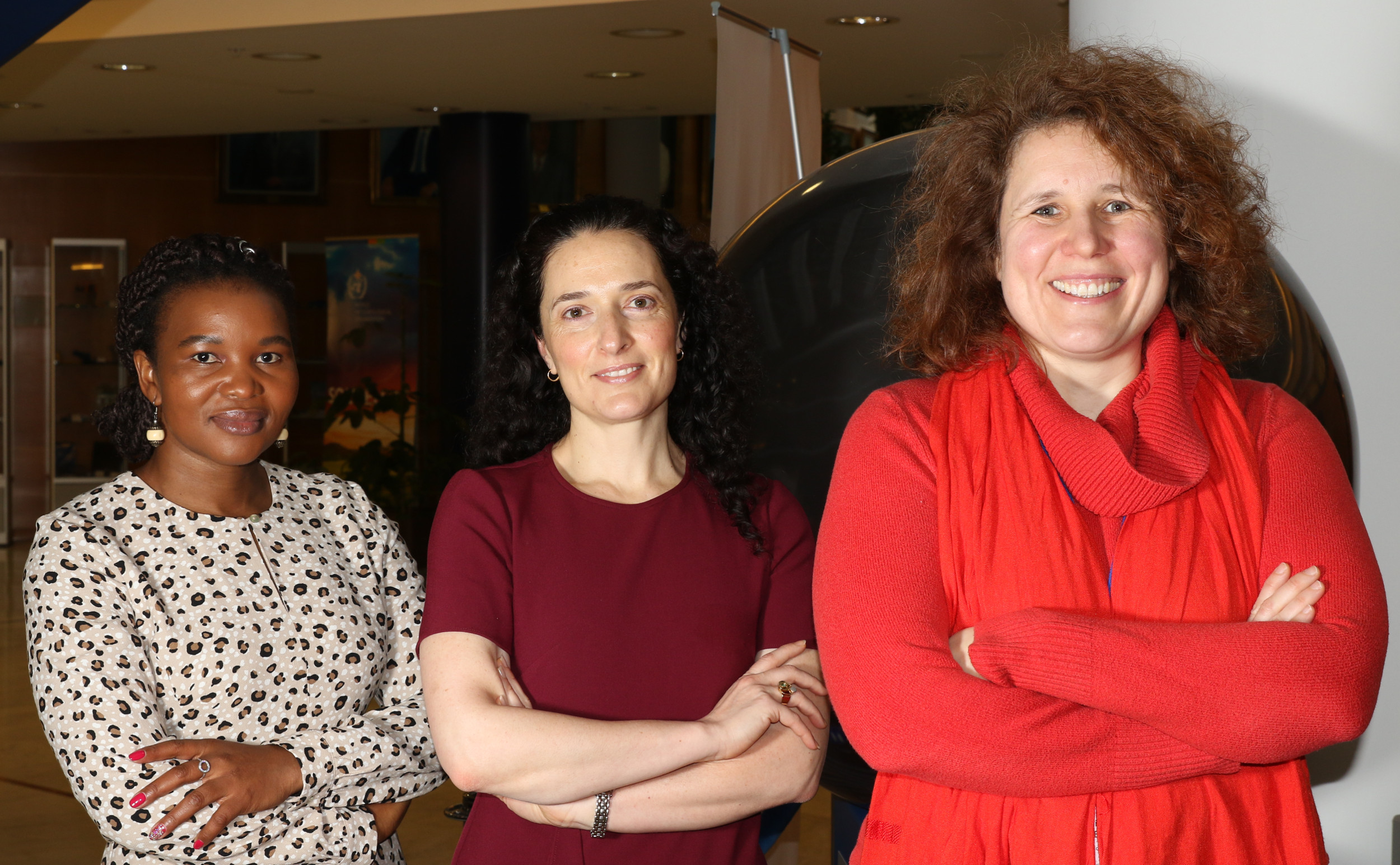 Meet three women leading the vision and strategy of the GEO Programme Board. (From left) Andiswa Mlisa, Yana Gevorgyan, Nathalie Pettorelli discuss their passion for Earth observations.