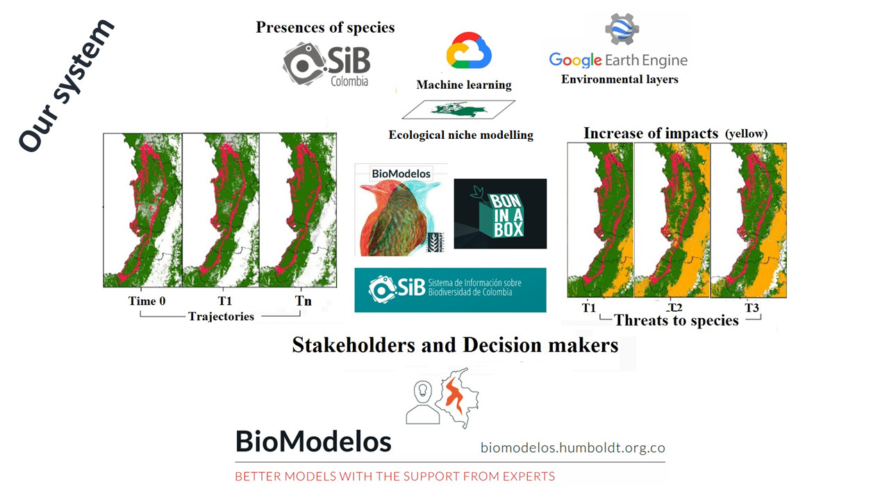 BioModelos plus GEE. Free maps and protocols using GEE data to identify near real-time loss habitat alerts.