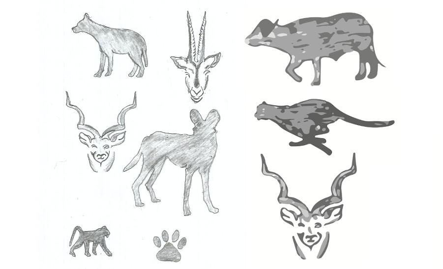 Symbols, drawn by Samburu artist Stephen Lesiakono (drawn and digitised examples)